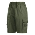 thumbnail image 1 of Men's Cargo Shorts with Elastic Waistband, Loose Fit, Short Cotton Cargo Shorts with Pocket, Technical Cargo Shorts for Outdoor, Work, and Running (Green, XL), 1 of 4