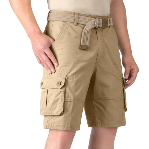 Men's Cargo Shorts Fit Shorts Outdoor Work Relaxed Casual Hiking Tactical Cotton Shorts Knee Length No Belt Khaki M