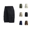 thumbnail image 1 of Men's Cargo Shorts Knee Length 2025 Elastic Waistband Drawstring Pockets Lightweight Breathable Cargo Shorts for Men, 1 of 5