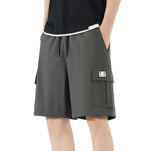 Men's Cargo Shorts Lightweight Stretch Athletic Summer Casual Knee Length Workout Gym Jogger Drawstring Waist Outdoor Hiking Shorts with Multiple Pockets Pants for Men 2025 Summer Casual Loose Fit