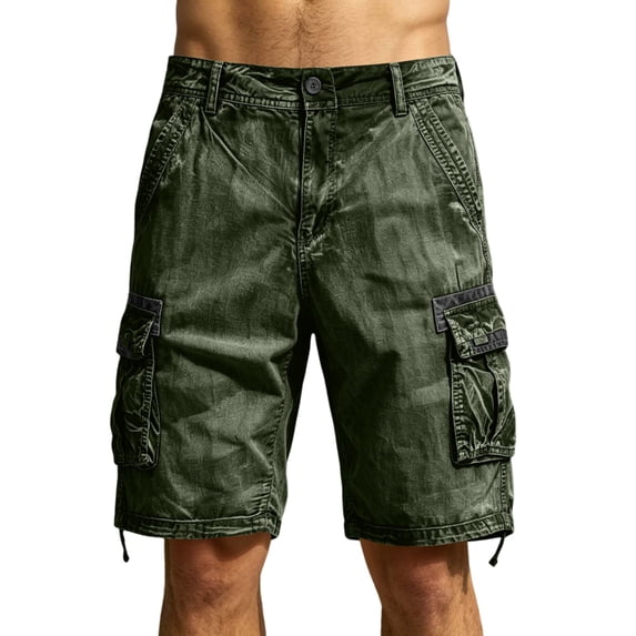 Men's Cargo Shorts Loose Basic Fit Multi Pocket Design Casual Athletic Shorts Versatile Everyday Utility Shorts Army Green M