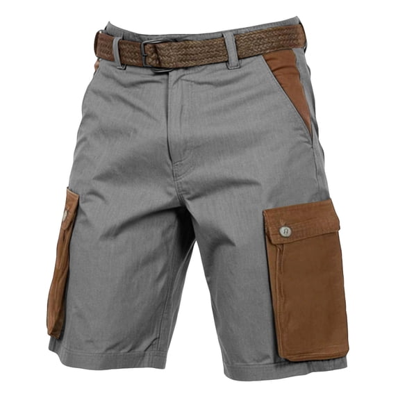 Men's Cargo Shorts with Multi-Pocket Elastic Waist Shorts Pants Drawstring Ripstop Straight Leg Camo Cargo Short Casual Relaxed Fit Wild Outdoor Work Outfit,Gray XL