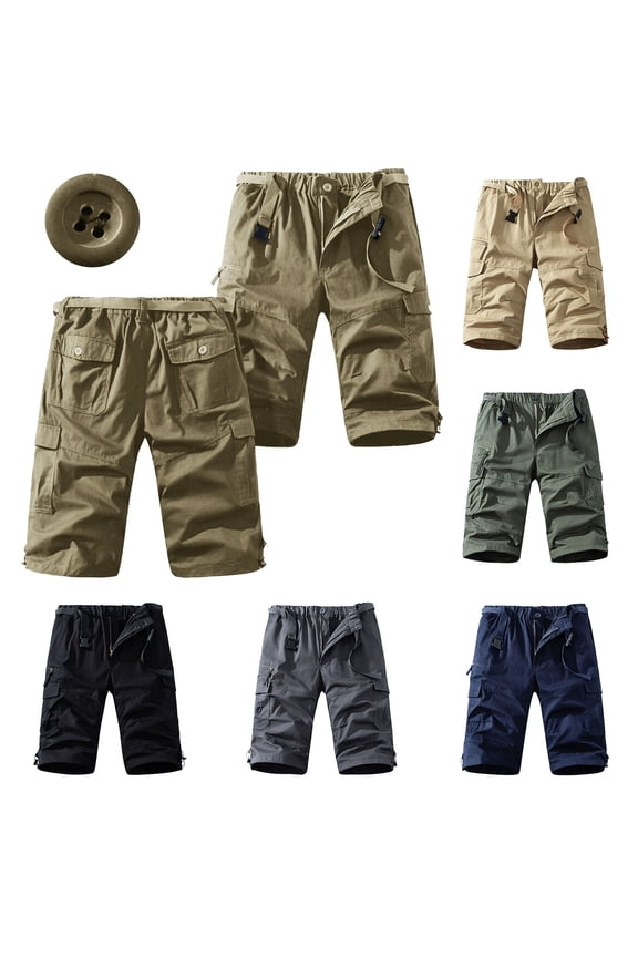 Men's Cargo Shorts with Multi Pockets, Casual Pants, Elastic Waist Button Fly, Quick Dry Lightweight, Hiking Golf Beach Vacation, Summer Essentials | HAODEJW,Navy 2XL