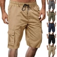 thumbnail image 1 of Men's Cargo Shorts with Multi Pockets and Drawstring Waist Featuring Lightweight Quick Dry Fabric for Summer Hiking Camping Fishing Travel or Casual Daily Wear Army Green L, 1 of 5