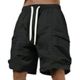 thumbnail image 1 of Men's Cargo Shorts Nylon Ice Silk Cargo Shorts with Pockets Summer Casual Sports Shorts Black L, 1 of 4