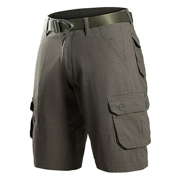 Men's Cargo Shorts,Outdoor Casual Shorts with Belt, Multi-Pocket Loose Fit Hiking Shorts