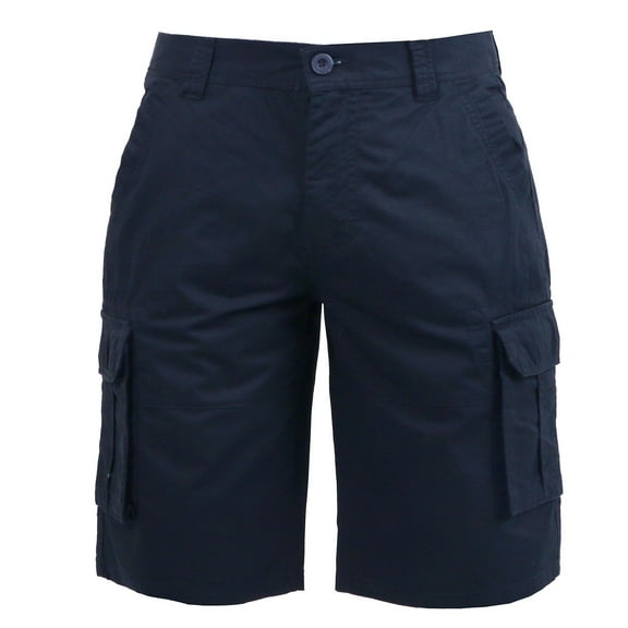 Coevals Club Men's Cargo Shorts Outdoor Multi-Pockets Relaxed Fit Cotton Solid Casual Shorts 04 Dark Blue 36