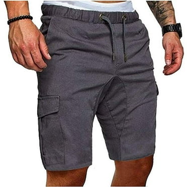 Men's Cargo Shorts Pants Casual Slim Fit Relaxed Fit Elastic Waist Drawstring Solid Sport Shorts with Pockets