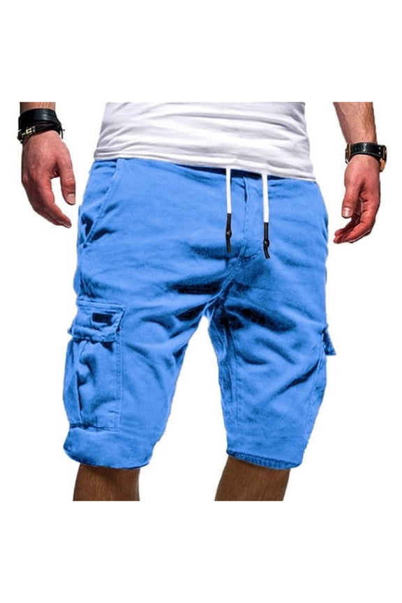 Men's Cargo Shorts Plus Size Big and Tall Cargo Shorts Multi-Pockets Relaxed Summer Drawstring Beach Shorts Pants