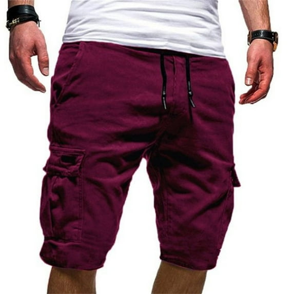 Men's Cargo Shorts Plus Size Big and Tall Cargo Shorts Multi-Pockets Relaxed Summer Drawstring Beach Shorts Pants