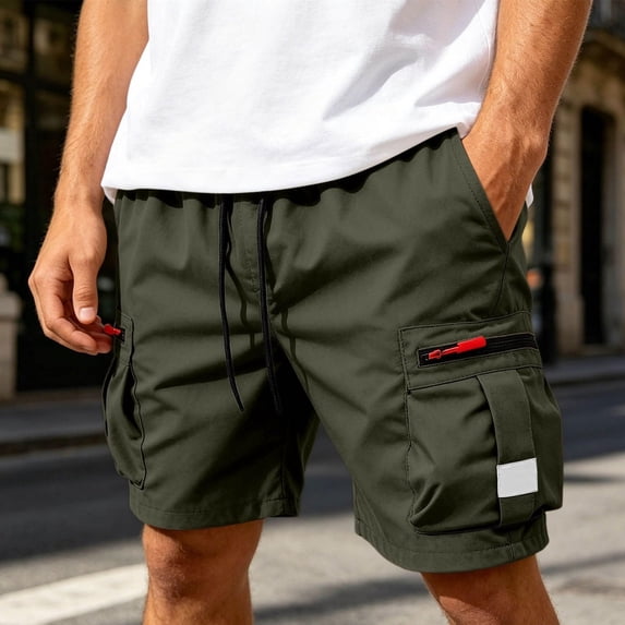 Men's Cargo Shorts Quick Dry Lightweight Athletic Shorts Elastic Waist Drawstring with Multi Zipper Pockets for Hiking Golf Workout Outdoor Summer Casual