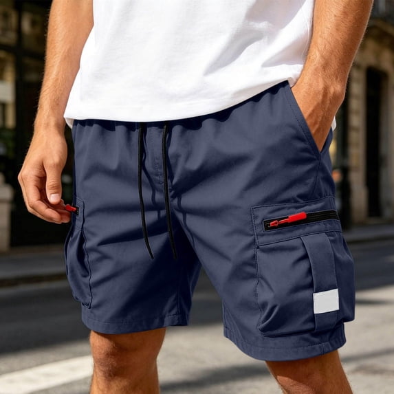 Men's Cargo Shorts Quick Dry Lightweight Athletic Shorts Elastic Waist Drawstring with Multi Zipper Pockets for Hiking Golf Workout Outdoor Summer Casual