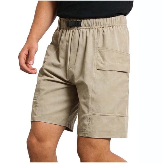Men's Cargo Shorts Quick Dry Lightweight Hiking Short Pants Techwear with Built-in Belt, 7" Inseam Summer Casual Ribbed Knit Shorts