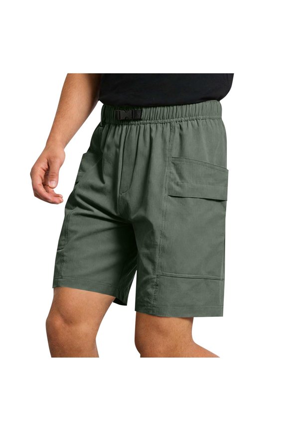 Men's Cargo Shorts Quick Dry Lightweight Hiking Short Pants Techwear with Built-in Belt, 7" Inseam Summer Casual Ribbed Knit Shorts