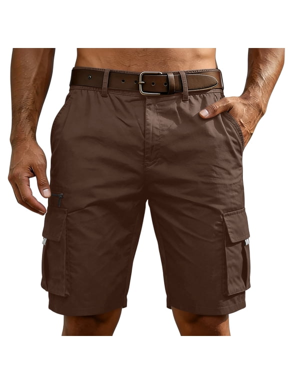 Men's Cargo Shorts Quick Dry Lightweight Knee Length Bermuda Shorts with Pockets Elastic Waist Work Hiking Short, 2XL