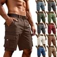 thumbnail image 1 of Men's Cargo Shorts Quick Dry Lightweight Knee Length Bermuda Shorts with Pockets Elastic Waist Work Hiking Short Brown 3XL, 1 of 5