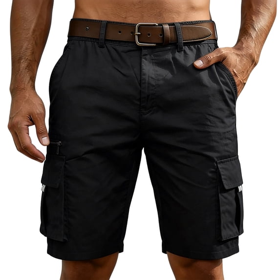Men's Cargo Shorts Quick Dry Lightweight Knee Length Bermuda Shorts with Pockets Elastic Waist Work Hiking Short, XL
