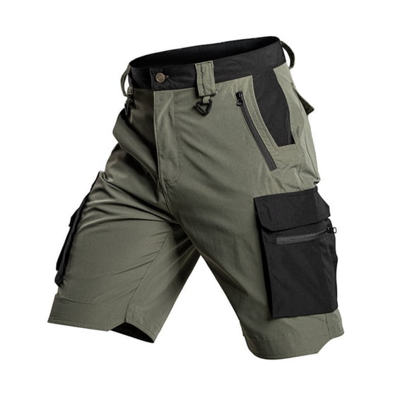 Men's Cargo Shorts, Quick Dry Multi-Pockets with Zippers Outdoor Shorts with Belt Loops Summer Casual & Outdoor Wear Army Green S