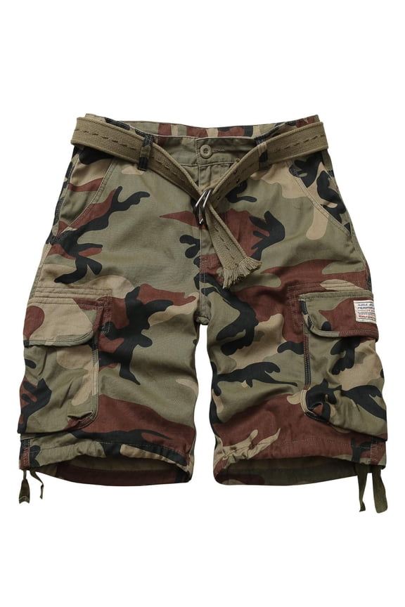 Men's Cargo Shorts Relaxed Fit Camo Casual Cotton Work Shorts with Drawstring,C29 Camo Size 32