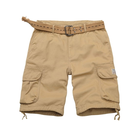 Men's Cotton Cargo Shorts, Relaxed Fit Camouflage Work Shorts with Multi-Pockets & Drawstring, Size 32-38