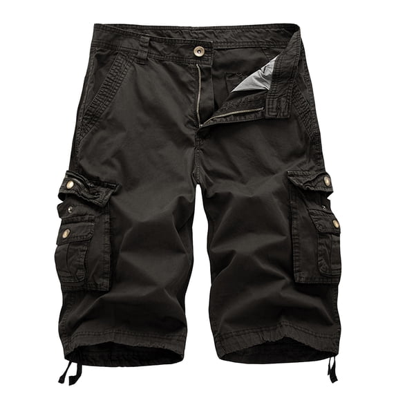 Men's Cargo Shorts Relaxed Fit Multi-Pocket Outdoor Cargo Shorts Cotton Dark Gray 2XL