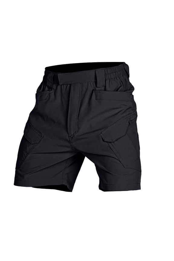 Men's Cargo Shorts Relaxed Fit Side Elastic Waisted Stretch Cotton Twill Short with Multi Pockets Outdoor Pant (XL, Black)