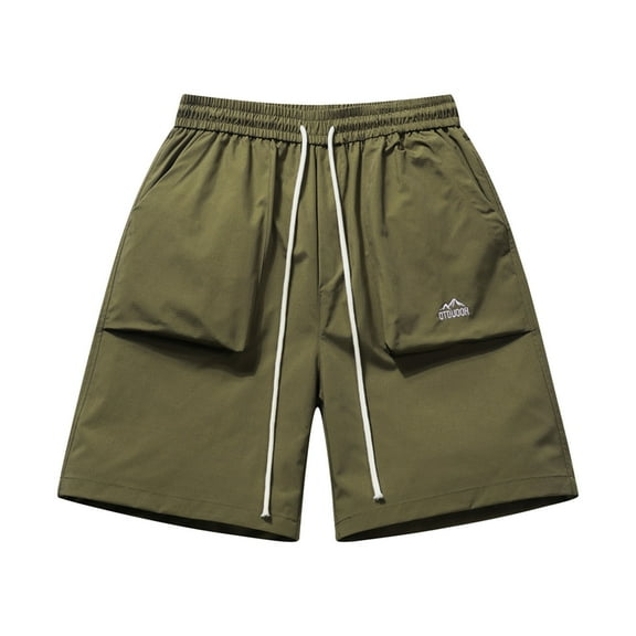 ZQUUVOU Men's Cargo Shorts Solid Color Sports Fitness Training Breathable Shorts Pockets Shorts Olive Green