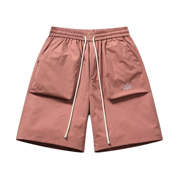 ZQUUVOU Men's Cargo Shorts Solid Color Sports Fitness Training Breathable Shorts Pockets Shorts Pink