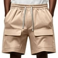 thumbnail image 1 of ZQUUVOU Men's Cargo Shorts Solid Color Summer Loose Casual Sports Multi Pocket Workwear Shorts Beach Shorts Khaki, 1 of 5