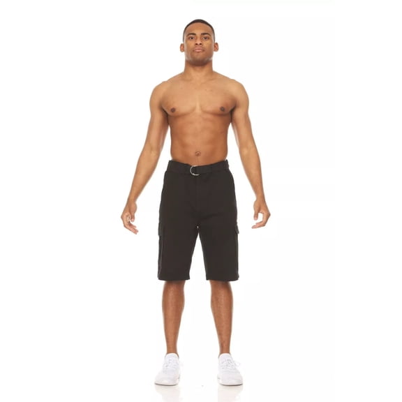 Men’s Cargo Shorts Stretch Lightweight Cotton Twill Multi Pockets Belted Short