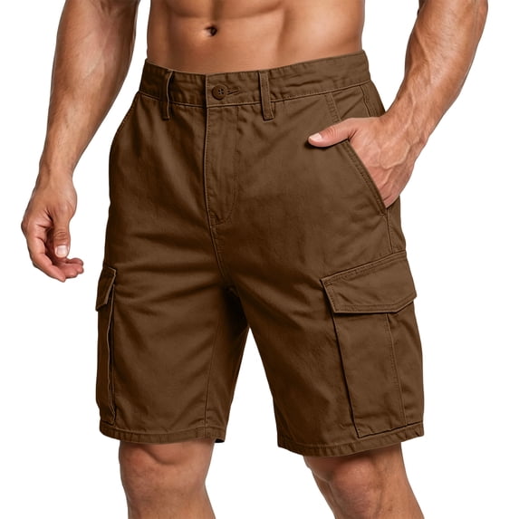 Men's Cargo Shorts - Stretch Waist, Zipper Pockets, Quick-Dry for Casual Work Shorts, L