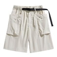 thumbnail image 1 of Men's Cargo Shorts Summer Belted Hiking Shorts Elastic Waist Outdoor Shorts for Runing Jogging Gym Fitness Beige XL, 1 of 5