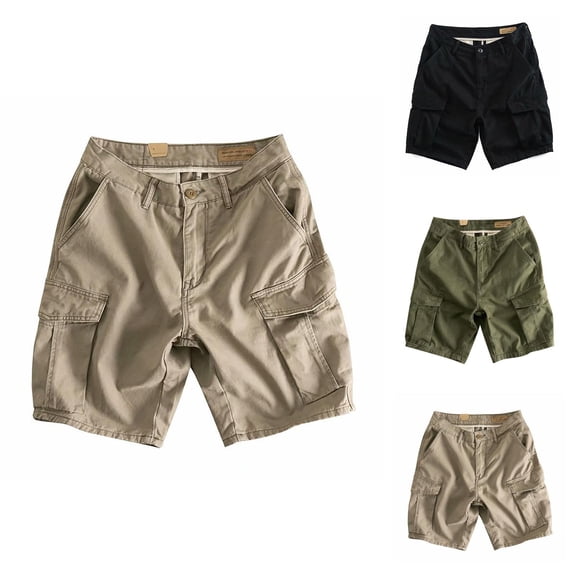 Men's Cargo Shorts Summer Casual Loose Fit Button Pockets Lightweight Breathable Knee Length Cargo Shorts for Men