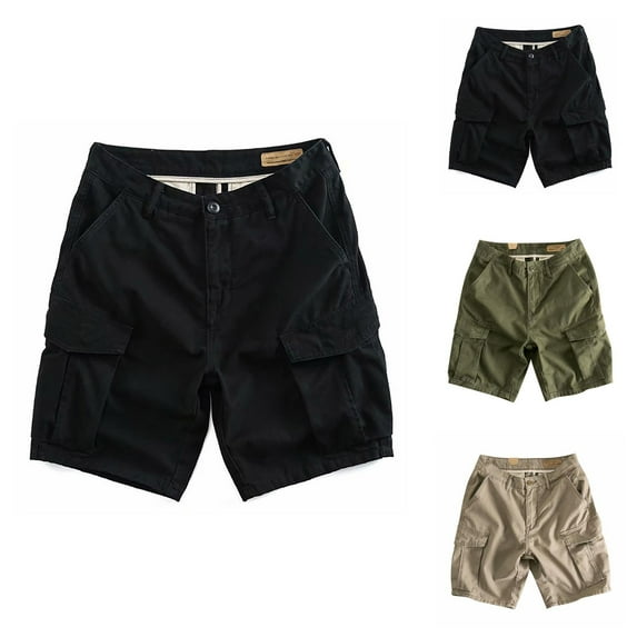 Men's Cargo Shorts Summer Casual Loose Fit Button Pockets Lightweight Breathable Knee Length Cargo Shorts for Men