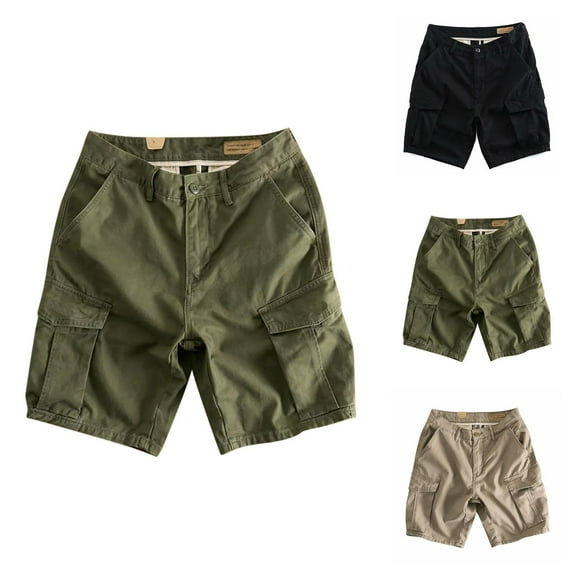 Men's Cargo Shorts Summer Casual Loose Fit Button Pockets Lightweight Breathable Knee Length Cargo Shorts for Men