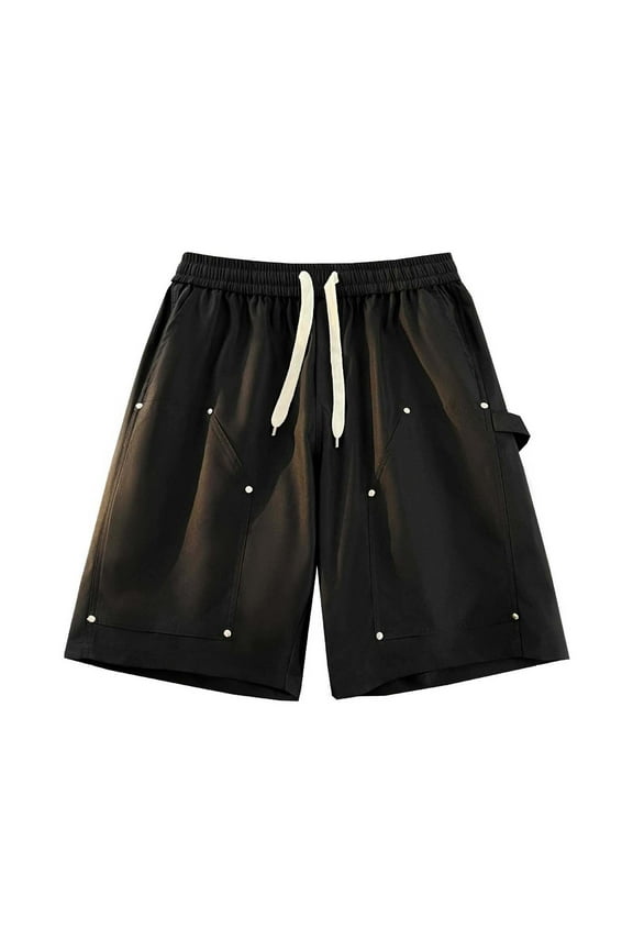 Men's Cargo Shorts Summer Casual Wide Leg Lightweight Hiking Fishing Short Drawstring Plus Size Beach Shorts