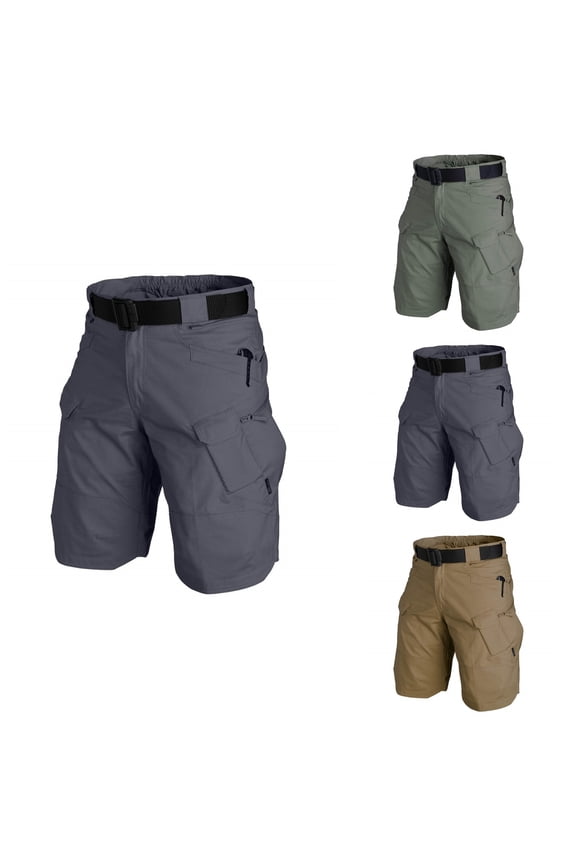 Men's Cargo Shorts, Waterproof Tactical Hiking Fishing Utility Pants, Lightweight Quick-Dry Breathable Non-Stretch Fabric with Hook & Loop Closure