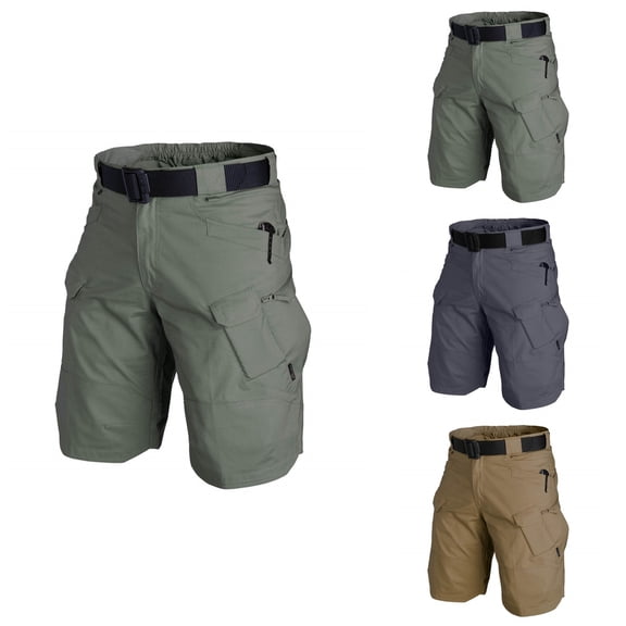 Men's Cargo Shorts, Waterproof Tactical Hiking Fishing Utility Pants, Lightweight Quick-Dry Breathable Non-Stretch Fabric with Hook & Loop Closure