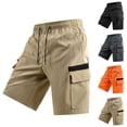thumbnail image 1 of Men's Cargo Shorts Workwear Trousers with Adjustable Elastic Waistband Multi Pockets Straight Leg Knee Length Quick Dry Breathable Lightweight Casual Beach Vacation | AKLJWH,Khaki S, 1 of 6
