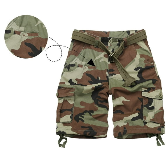 Men's Cargo Shorts with 7 Pockets, Non-tearable Comfy Cotton Camo Shorts,Causal Summer Work Shorts,Cargo Style(No Belt)C29 Camo,Size 34