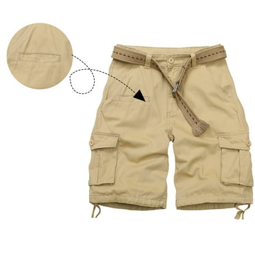 Men's Cargo Shorts with 7 Pockets, Non-tearable Comfy Cotton Camo Shorts,Causal Summer Work Shorts,Cargo Style(No Belt)Khaki,Size 34