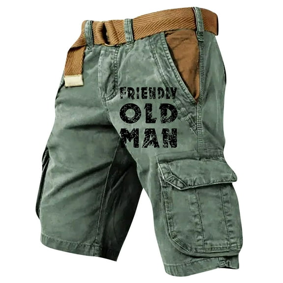 Men’s Cargo Shorts with Belt, Comfortable Cotton Casual Shorts with Pockets, Durable and Stylish Outdoor Wear