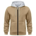 thumbnail image 1 of Men's Cargo Solid Color Multiple Pockets Sports Ditness Training Long Sleeved Hooded Casual, 1 of 2