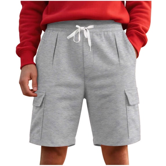 Men's Cargo Sweat Shorts 9" Inseam French Terry Heathered Pintuck Athletic Short Pants, Knee Length Workout Running Training Activewear with Multi Pockets