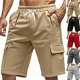 thumbnail image 1 of Men's Cargo Sweat Shorts 9" Inseam Quick Dry Athletic Short Pants, Above Knee Length Summer Outdoor Bottoms with 5 Pockets, Regular Fit Performance for Hiking, 1 of 5