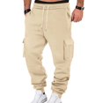 thumbnail image 1 of Men's Cargo Sweatpants Casual Jogging Hiking Pants Baggy Sweat Pants for Men Running Athletic Workout with Pockets Khaki L, 1 of 8
