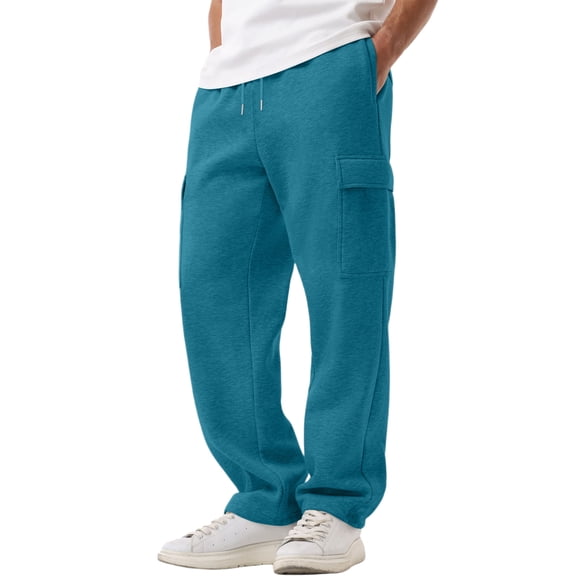 Men's Cargo Sweatpants - Drawstring Waist for Casual Relaxation & Daily Wear Sky Blue S