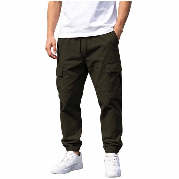 Men's Cargo Sweatpants Loose Fit Pants Joggers For Men With Pockets Lightweight Drawstring Elastic Waist Tactical Pant