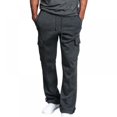 thumbnail image 1 of Men's Cargo Sweatpants Open Bottom Straight Leg Casual Loose Fit Baggy Athletic Jogger Pants with Pockets M-5XL, 1 of 5