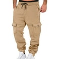 thumbnail image 1 of Men's Cargo Sweatpants Outdoors Sports Hiking Joggers Drawstring Elastic Waist Multi-pockets Cinched Bottom Pants (XL, Khaki 01), 1 of 6
